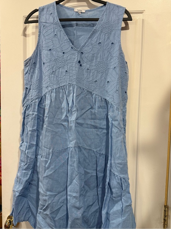 Dresses & Skirts - Light Blue Eyelet V-Neck Sleeveless Dress